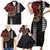 Hawaii and Japanese Oni Mask Personalised Family Matching Short Sleeve Bodycon Dress and Hawaiian Shirt Kakau Pattern Dark Art Style