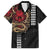 Hawaii and Japanese Oni Mask Personalised Family Matching Short Sleeve Bodycon Dress and Hawaiian Shirt Kakau Pattern Dark Art Style