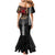Hawaii and Japanese Oni Mask Personalised Mermaid Dress Kakau Pattern Dark Art Style