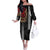 Hawaii and Japanese Oni Mask Personalised Off The Shoulder Long Sleeve Dress Kakau Pattern Dark Art Style