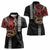 Hawaii and Japanese Oni Mask Personalised Women Polo Shirt Kakau Pattern Dark Art Style