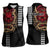 Hawaii and Japanese Oni Mask Personalised Women Sleeveless Polo Shirt Kakau Pattern Dark Art Style