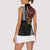 Hawaii and Japanese Oni Mask Personalised Women Sleeveless Polo Shirt Kakau Pattern Dark Art Style
