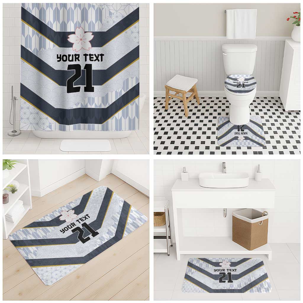 Japan Pacific Rugby 2022-23 Custom Bathroom Set Black Sakura Japanese Wave Pattern - Polynesian Pride
