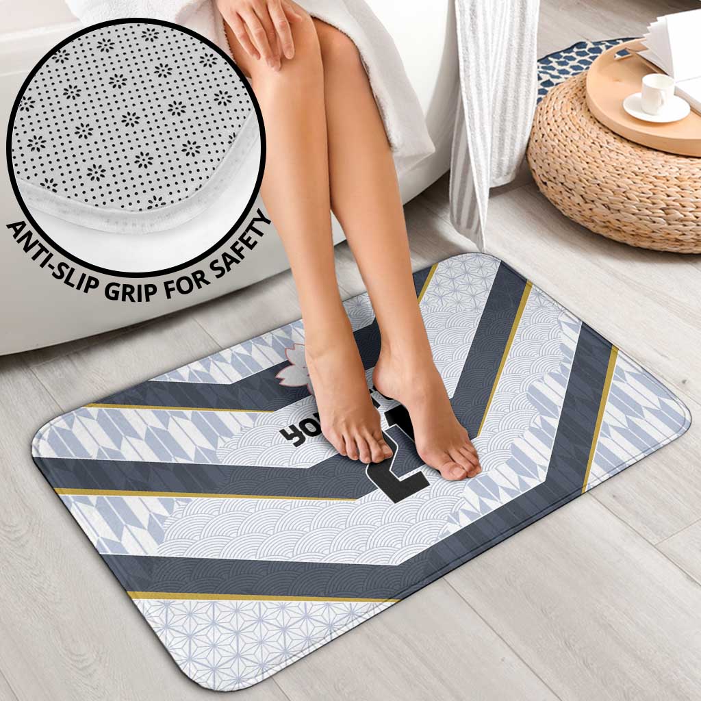 Japan Pacific Rugby 2022-23 Custom Bathroom Set Black Sakura Japanese Wave Pattern - Polynesian Pride