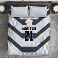 Japan Pacific Rugby 2022-23 Custom Bedding Set Black Sakura Japanese Wave Pattern