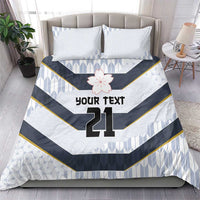 Japan Pacific Rugby 2022-23 Custom Bedding Set Black Sakura Japanese Wave Pattern