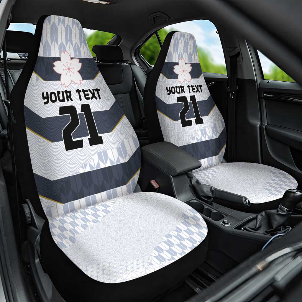 Japan Pacific Rugby 2022-23 Custom Car Seat Cover Black Sakura Japanese Wave Pattern