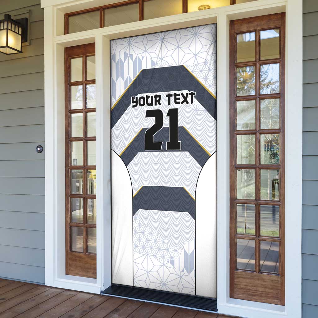 Japan Pacific Rugby 2022-23 Custom Door Cover Black Sakura Japanese Wave Pattern - Polynesian Pride