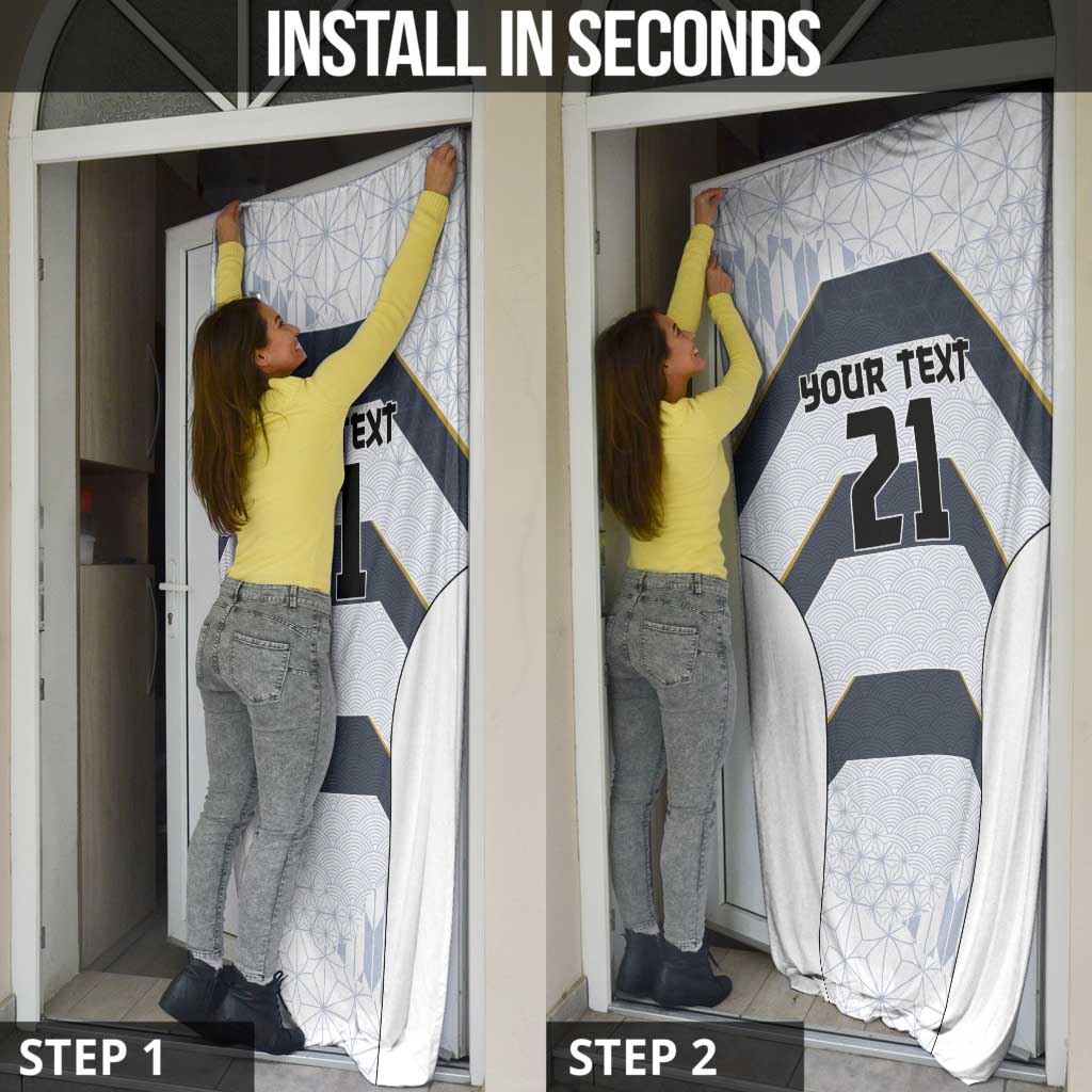 Japan Pacific Rugby 2022-23 Custom Door Cover Black Sakura Japanese Wave Pattern - Polynesian Pride