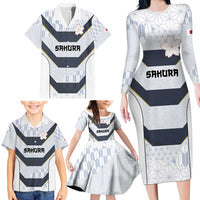 Japan Pacific Rugby 2022-23 Custom Family Matching Long Sleeve Bodycon Dress and Hawaiian Shirt Black Sakura Japanese Wave Pattern LT9 - Polynesian Pride