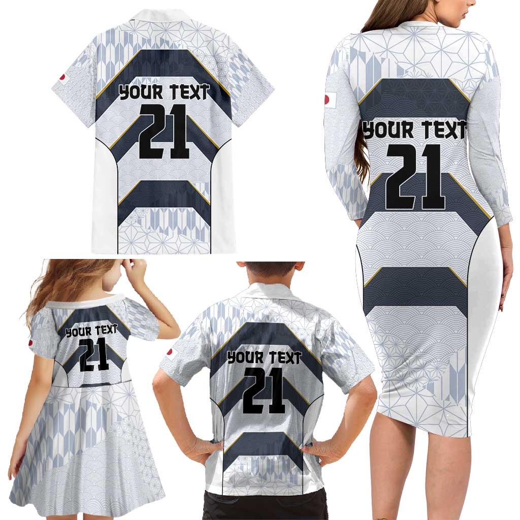 Japan Pacific Rugby 2022-23 Custom Family Matching Long Sleeve Bodycon Dress and Hawaiian Shirt Black Sakura Japanese Wave Pattern LT9 - Polynesian Pride