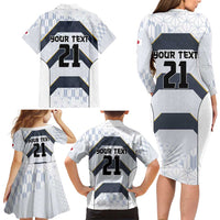 Japan Pacific Rugby 2022-23 Custom Family Matching Long Sleeve Bodycon Dress and Hawaiian Shirt Black Sakura Japanese Wave Pattern LT9 - Polynesian Pride