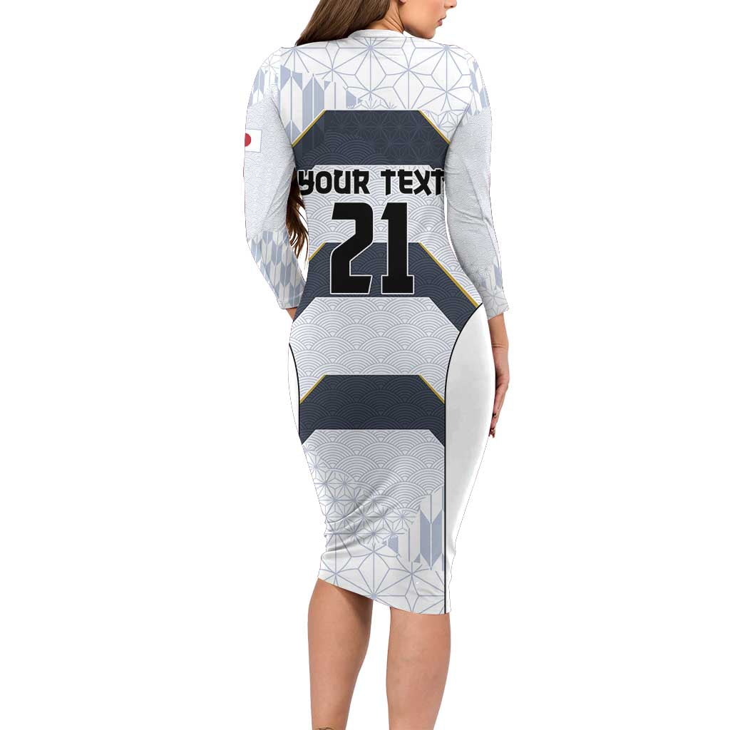 Japan Pacific Rugby 2022-23 Custom Family Matching Long Sleeve Bodycon Dress and Hawaiian Shirt Black Sakura Japanese Wave Pattern LT9 - Polynesian Pride