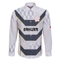 Japan Pacific Rugby 2022-23 Custom Family Matching Puletasi and Hawaiian Shirt Black Sakura Japanese Wave Pattern LT9 Dad's Shirt - Long Sleeve Black - Polynesian Pride