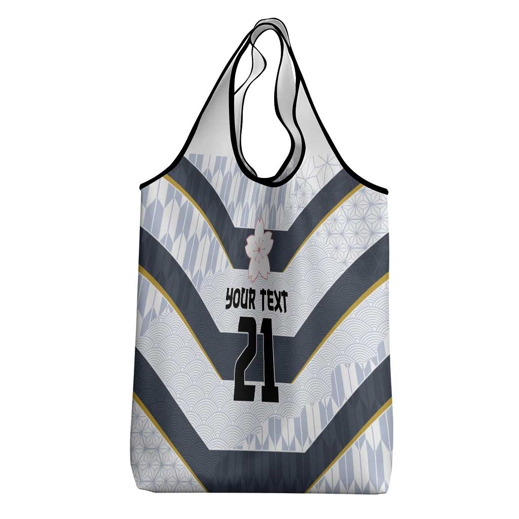 Japan Pacific Rugby 2022-23 Custom Grocery Bag Black Sakura Japanese Wave Pattern