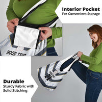 Japan Pacific Rugby 2022-23 Custom Grocery Bag Black Sakura Japanese Wave Pattern