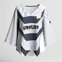 Japan Pacific Rugby 2022-23 Custom Kimono Sleeve Blouse Black Sakura Japanese Wave Pattern - Polynesian Pride