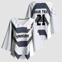 Japan Pacific Rugby 2022-23 Custom Kimono Sleeve Blouse Black Sakura Japanese Wave Pattern - Polynesian Pride