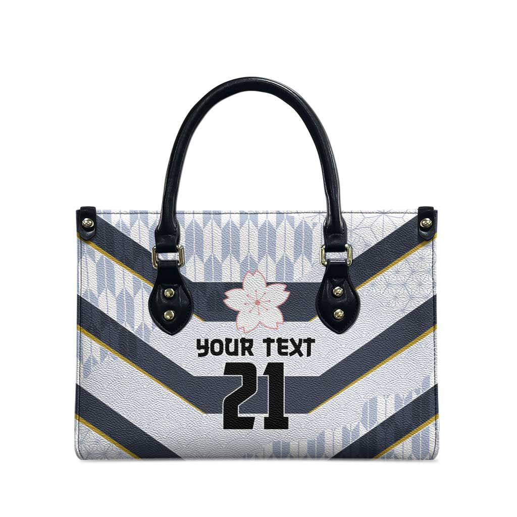 Japan Pacific Rugby 2022-23 Custom Leather Bag Black Sakura Japanese Wave Pattern - Polynesian Pride