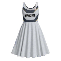 Japan Pacific Rugby 2022-23 Custom Midi Dress Black Sakura Japanese Wave Pattern - Polynesian Pride