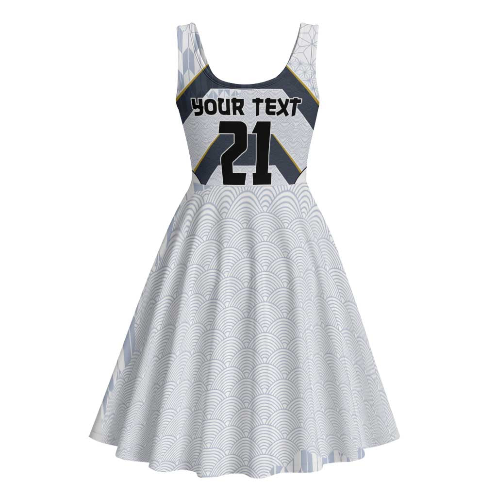 Japan Pacific Rugby 2022-23 Custom Midi Dress Black Sakura Japanese Wave Pattern - Polynesian Pride