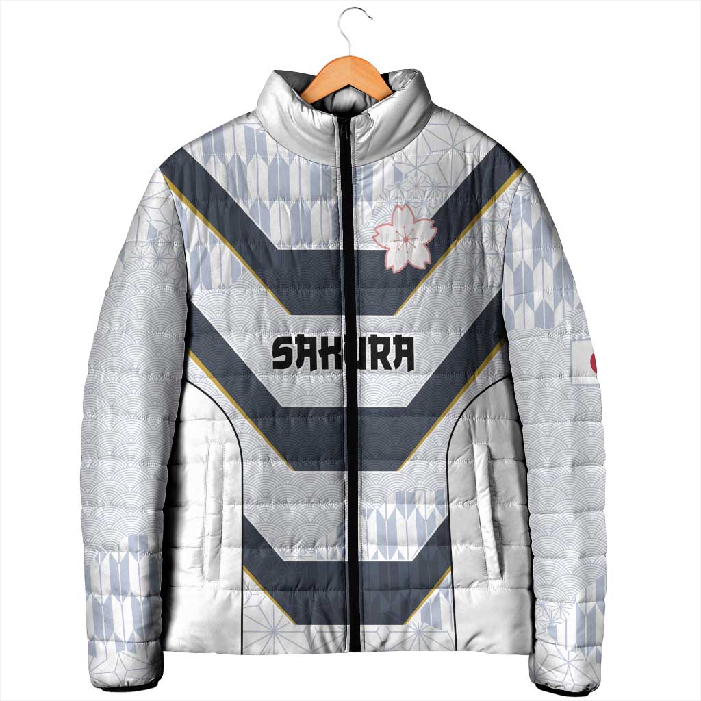Japan Pacific Rugby 2022-23 Custom Padded Jacket Black Sakura Japanese Wave Pattern - Polynesian Pride