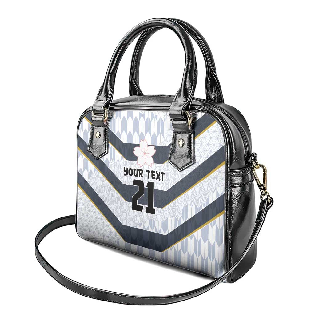 Japan Pacific Rugby 2022-23 Custom Shoulder Handbag Black Sakura Japanese Wave Pattern