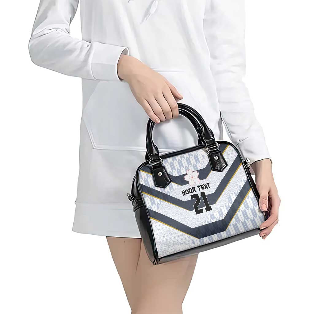 Japan Pacific Rugby 2022-23 Custom Shoulder Handbag Black Sakura Japanese Wave Pattern