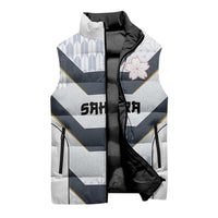 Japan Pacific Rugby 2022-23 Custom Sleeveless Puffer Jacket Black Sakura Japanese Wave Pattern - Polynesian Pride