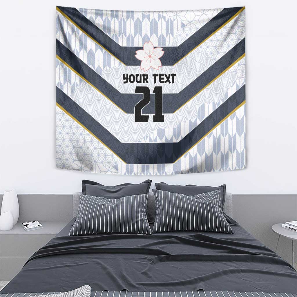 Japan Pacific Rugby 2022-23 Custom Tapestry Black Sakura Japanese Wave Pattern
