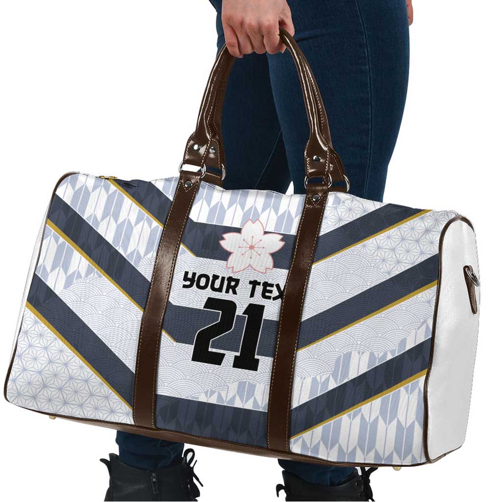 Japan Pacific Rugby 2022-23 Custom Travel Bag Black Sakura Japanese Wave Pattern - Polynesian Pride