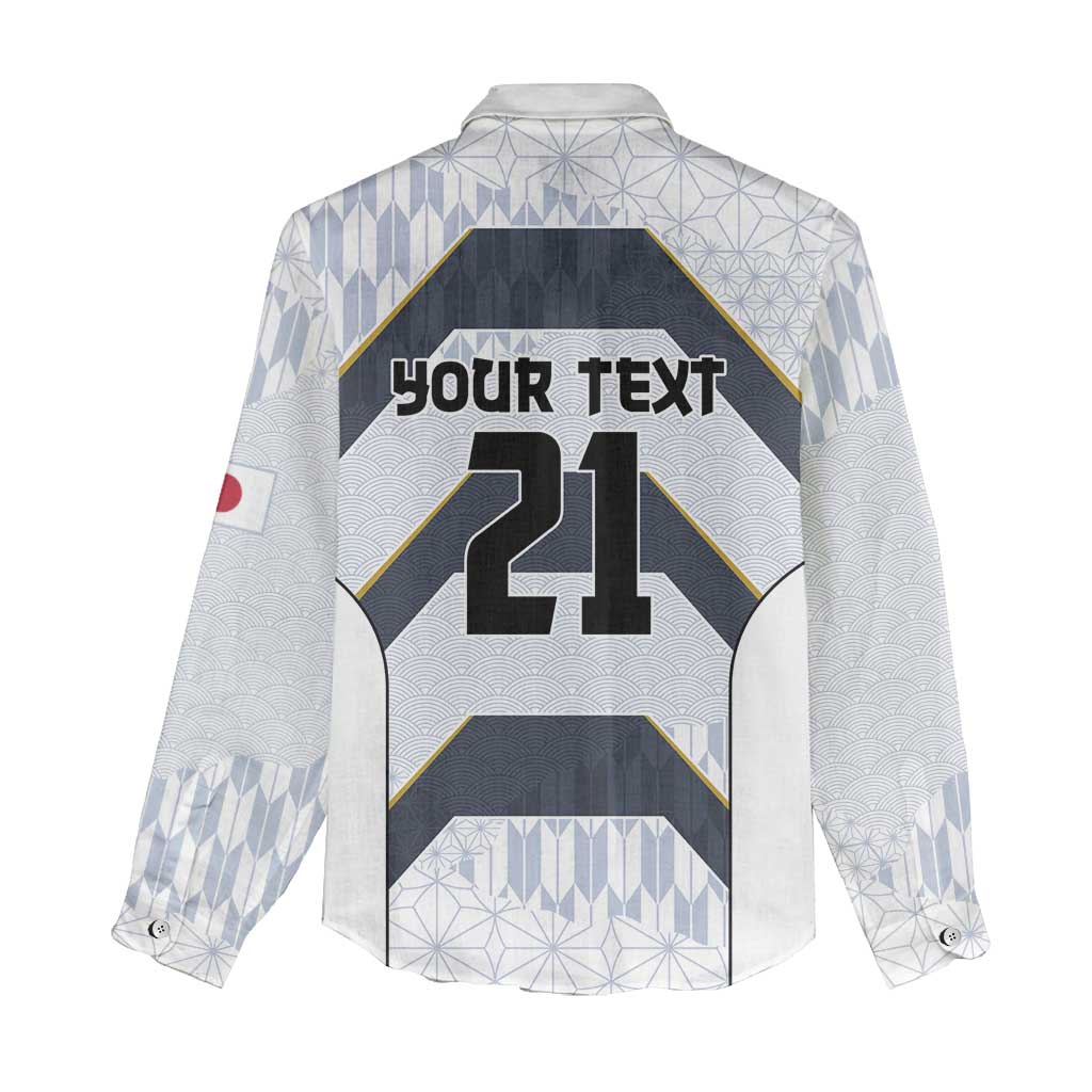 Japan Pacific Rugby 2022-23 Custom Women Casual Shirt Black Sakura Japanese Wave Pattern LT9 - Polynesian Pride