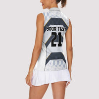 Japan Pacific Rugby 2022-23 Custom Women Sleeveless Polo Shirt Black Sakura Japanese Wave Pattern