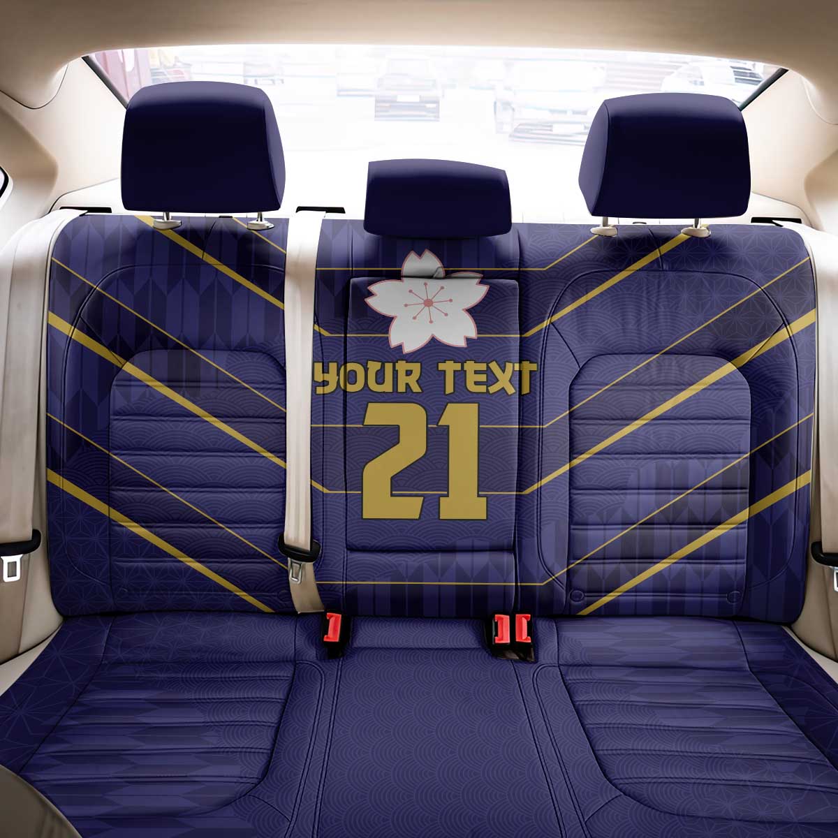 Japan Pacific Rugby 2022-23 Custom Back Car Seat Cover Blue Sakura Japanese Wave Pattern
