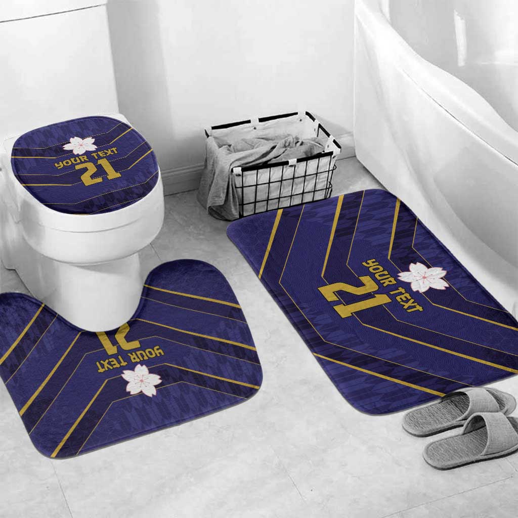 Japan Pacific Rugby 2022-23 Custom Bathroom Set Blue Sakura Japanese Wave Pattern - Polynesian Pride