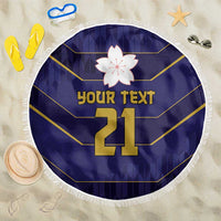 Japan Pacific Rugby 2022-23 Custom Beach Blanket Blue Sakura Japanese Wave Pattern