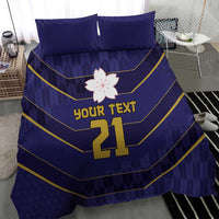 Japan Pacific Rugby 2022-23 Custom Bedding Set Blue Sakura Japanese Wave Pattern