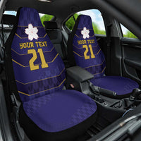 Japan Pacific Rugby 2022-23 Custom Car Seat Cover Blue Sakura Japanese Wave Pattern