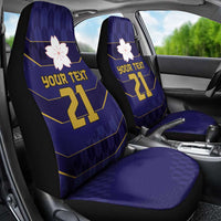 Japan Pacific Rugby 2022-23 Custom Car Seat Cover Blue Sakura Japanese Wave Pattern