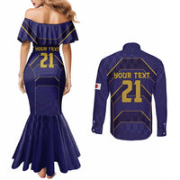 Japan Pacific Rugby 2022-23 Custom Couples Matching Mermaid Dress and Long Sleeve Button Shirt Blue Sakura Japanese Wave Pattern LT9 - Polynesian Pride