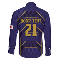 Japan Pacific Rugby 2022-23 Custom Family Matching Off The Shoulder Long Sleeve Dress and Hawaiian Shirt Blue Sakura Japanese Wave Pattern