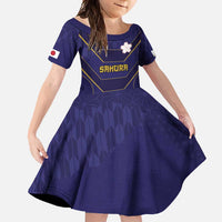 Japan Pacific Rugby 2022-23 Custom Family Matching Off Shoulder Maxi Dress and Hawaiian Shirt Blue Sakura Japanese Wave Pattern