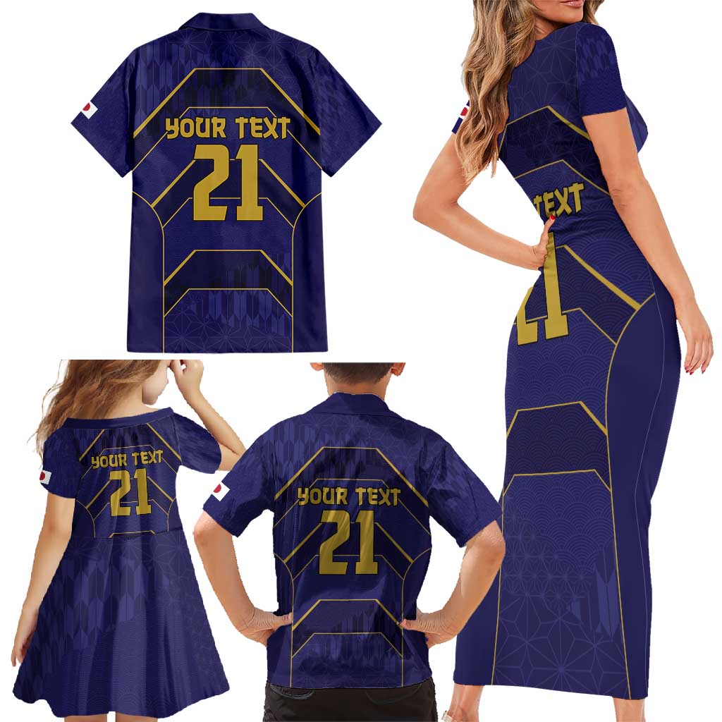 Japan Pacific Rugby 2022-23 Custom Family Matching Short Sleeve Bodycon Dress and Hawaiian Shirt Blue Sakura Japanese Wave Pattern LT9 - Polynesian Pride