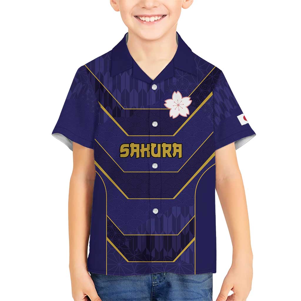 Japan Pacific Rugby 2022-23 Custom Family Matching Short Sleeve Bodycon Dress and Hawaiian Shirt Blue Sakura Japanese Wave Pattern LT9 Son's Shirt Blue - Polynesian Pride