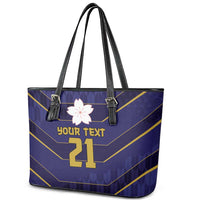 Japan Pacific Rugby 2022-23 Custom Leather Tote Bag Blue Sakura Japanese Wave Pattern LT9 - Polynesian Pride