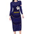 Japan Pacific Rugby 2022-23 Custom Long Sleeve Bodycon Dress Blue Sakura Japanese Wave Pattern