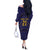 Japan Pacific Rugby 2022-23 Custom Off The Shoulder Long Sleeve Dress Blue Sakura Japanese Wave Pattern