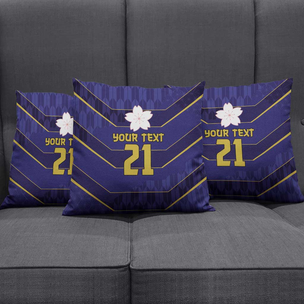 Japan Pacific Rugby 2022-23 Custom Pillow Cover Blue Sakura Japanese Wave Pattern - Polynesian Pride