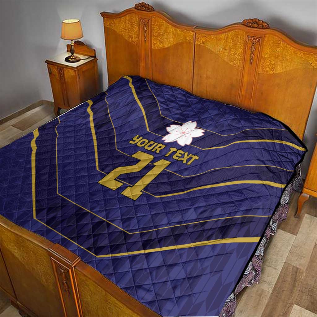 Japan Pacific Rugby 2022-23 Custom Quilt Blue Sakura Japanese Wave Pattern LT9 - Polynesian Pride